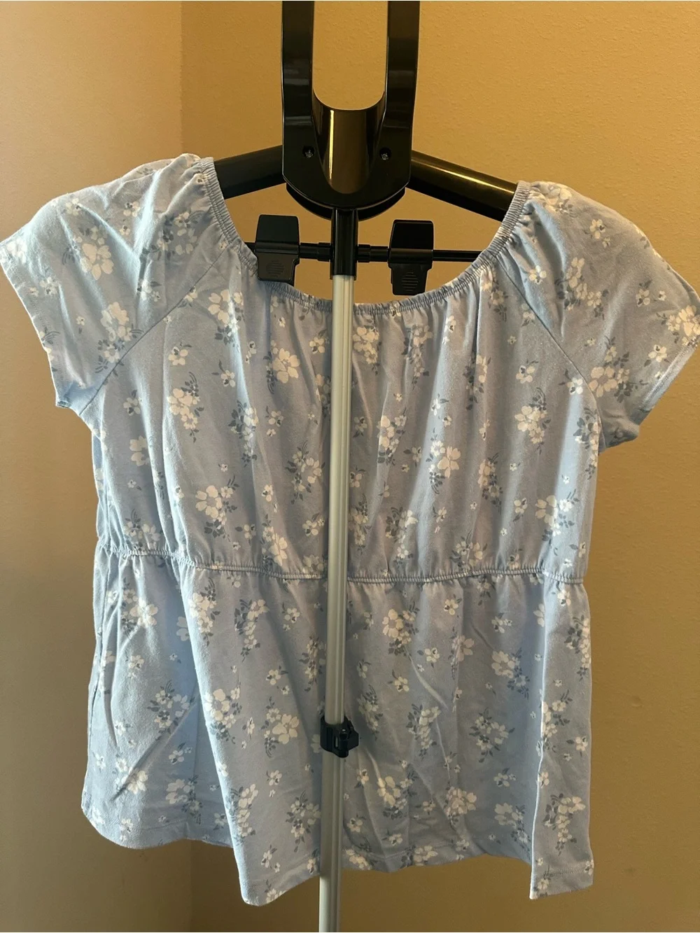 Light Blue Floral Peasant Top - 16/18